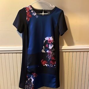Simply Vera - Vera Wang Black & Blue Floral Print Dress